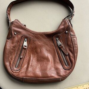 B Makowsky Classic Brown Leather Hobo Bag